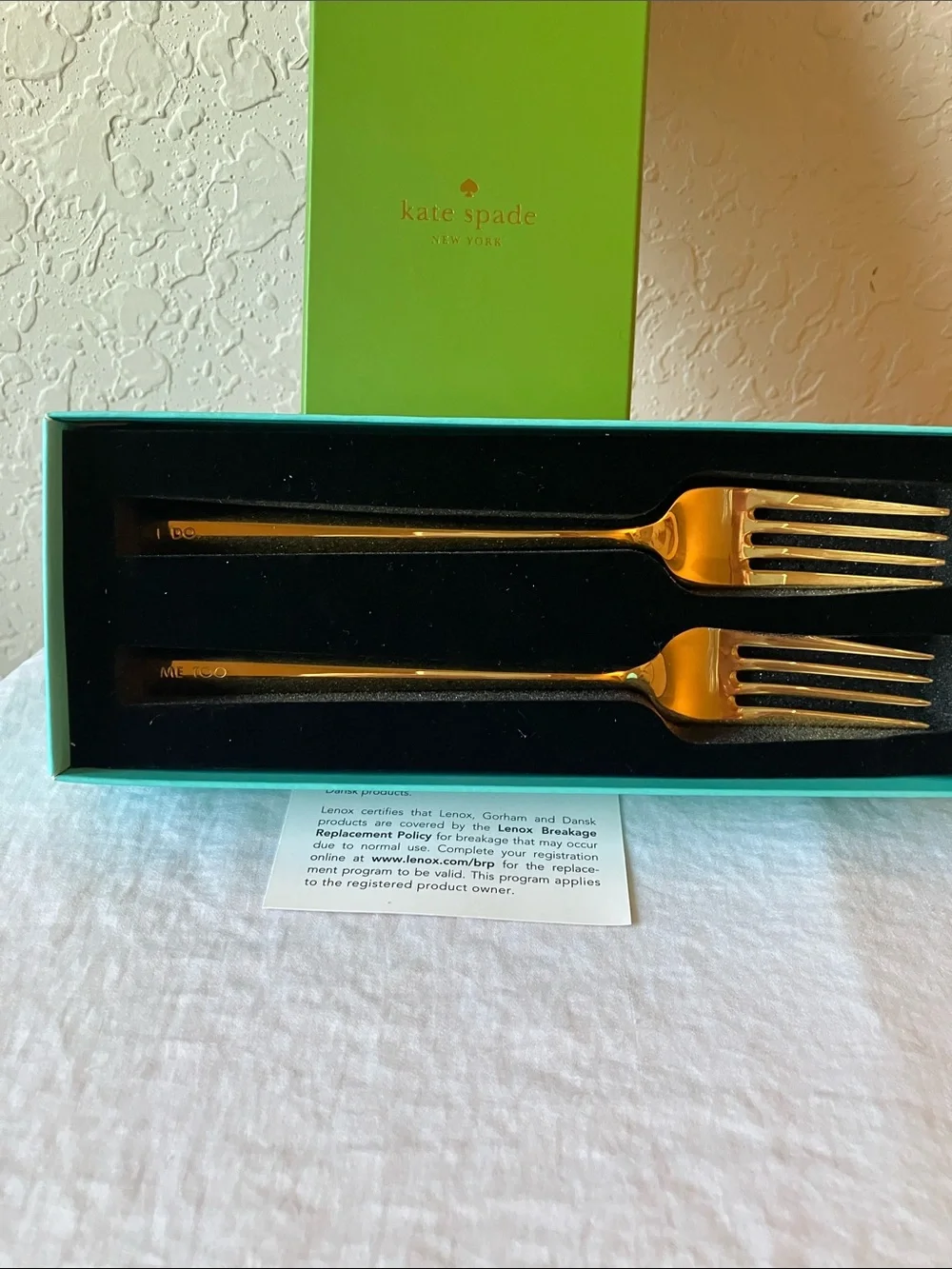 kate spade: Gold Tone “Two Hearts” Tasting Forks- set of 2